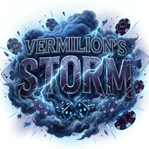 Vermillion Storm Casino Logo - A premium online casino for Filipino players